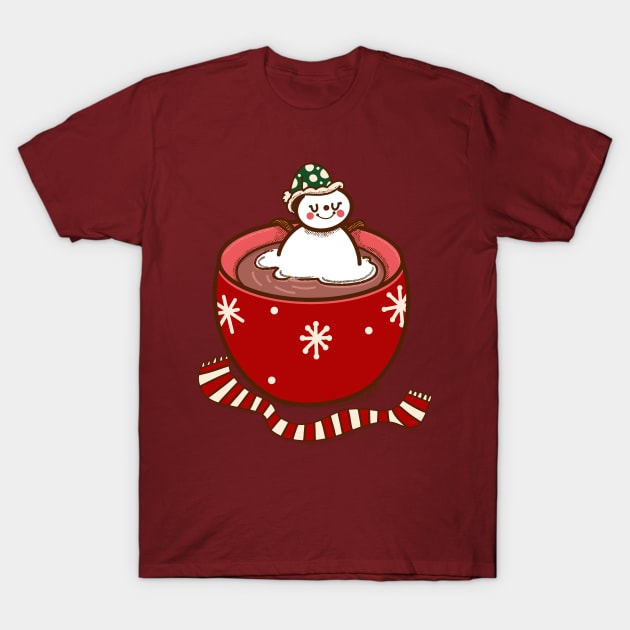 Hot Cocoa Snowman T-Shirt by Fluffymafi